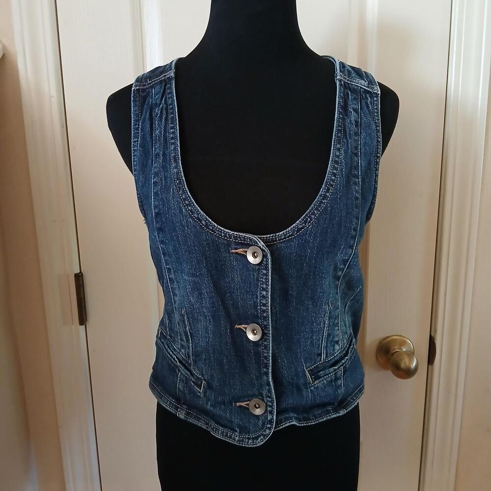 Vintage Y2K Mossimo Denim Button Up Vest Girls XL 14/16 Indie Sleaze Streetwear